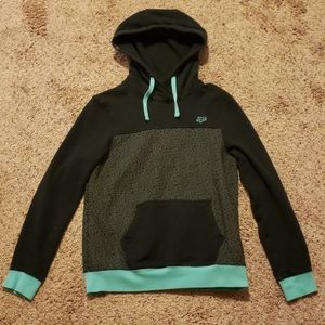 Men's Fox Hoodie Black/Grey/Aqua size Small